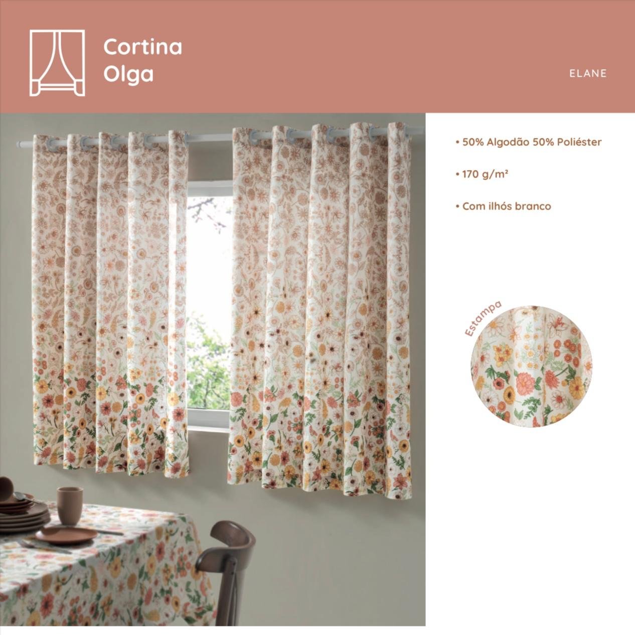 Cortina de cozinha Elane